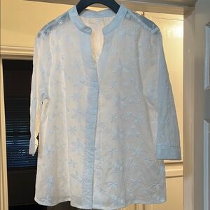 White Floral Embroidered Blouse